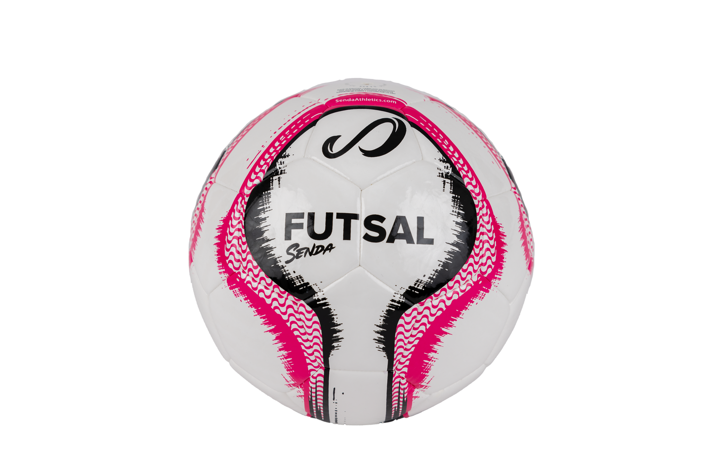 Front view of Senda Rio Match Futsal ball in pink with bold “FUTSAL” text and dynamic wave graphic.