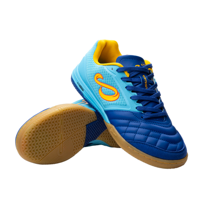 Blue Ushuaia Club 2.0 Futsal Shoes by Senda – Lightweight indoor futsal shoes with gum rubber sole, breathable mesh upper, and reinforced toe for traction, agility, and comfort on hard court surfaces.

