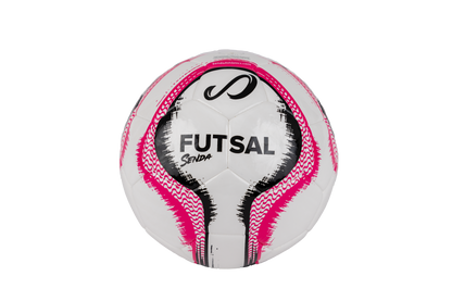Front view of Senda Rio Match Futsal ball in pink with bold “FUTSAL” text and dynamic wave graphic.

